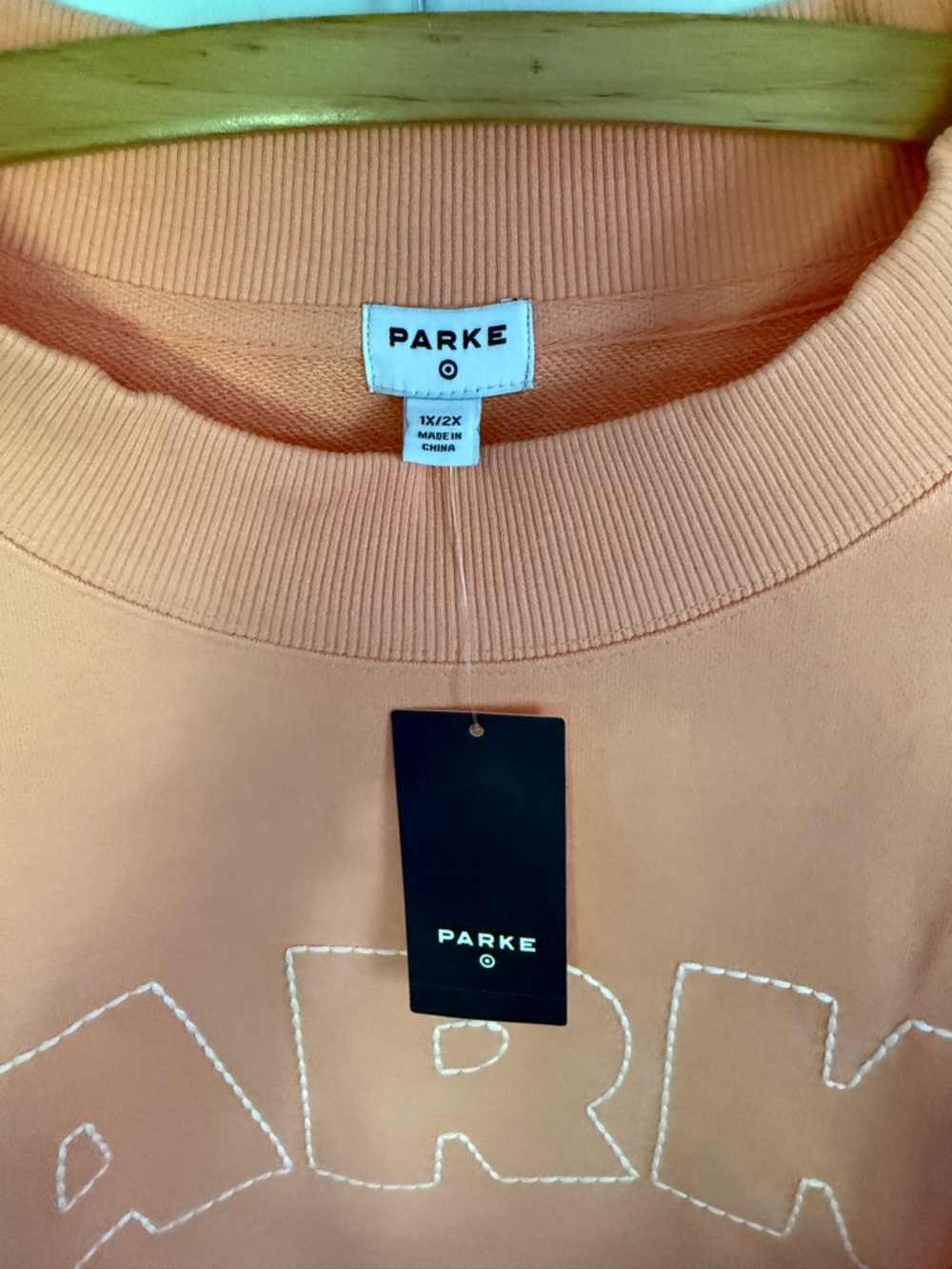 Parke x Target Peach Orange Mockneck Pullover Sweatshirt Sweater 1X/2X - Picture 5 of 8